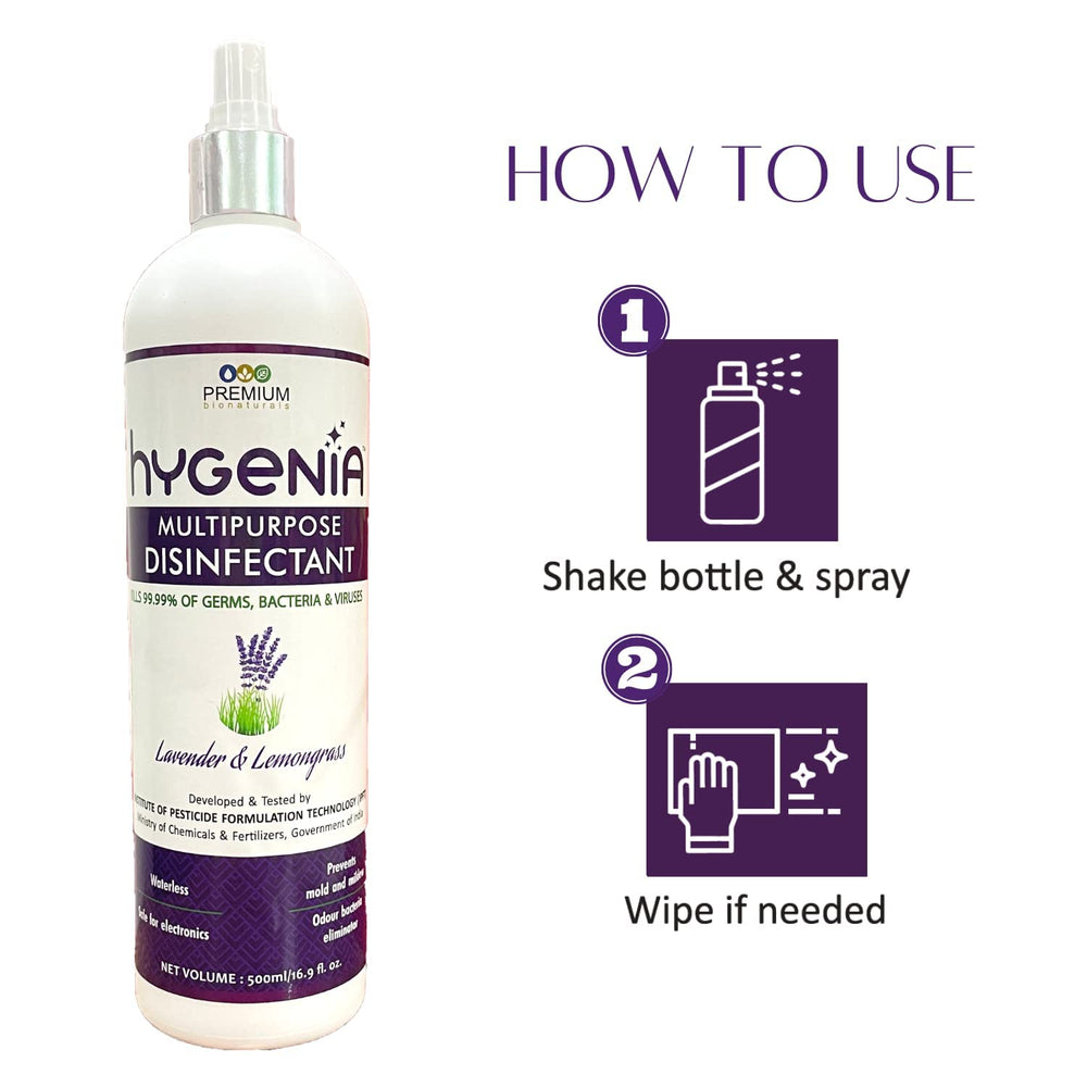 Hygenia Fabric Refresher Disinfectant & Multipurpose Disinfectant Combo - Gardenia & Musk | Lavender & Lemongrass 500ml - EarthBased