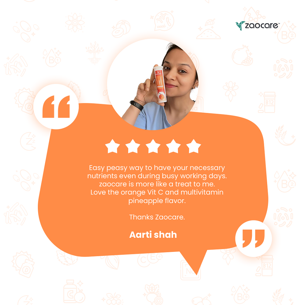 Zaocare Vitamin C & Zinc Effervescent Tablets For Glowing Skin | Immunity Booster | For Men & Women - EarthBased