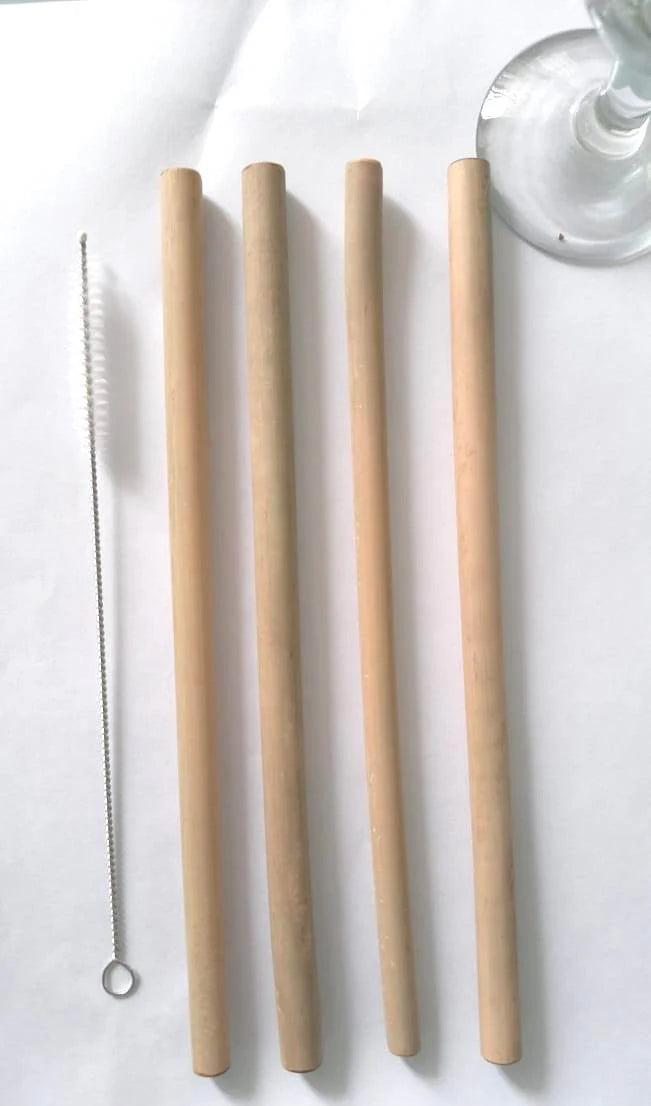 Reusable Bamboo straws Pack of 4 With Straw Cleaner - EarthBased
