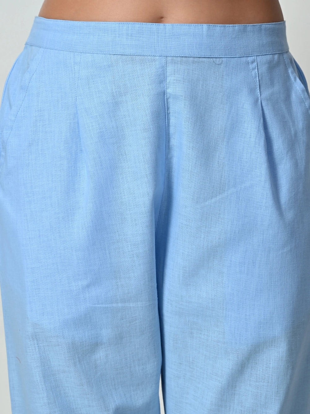 Women’s Linen Cotton Palazzo Pants – Effortless Style & Breathable Comfort | Blue - EarthBased