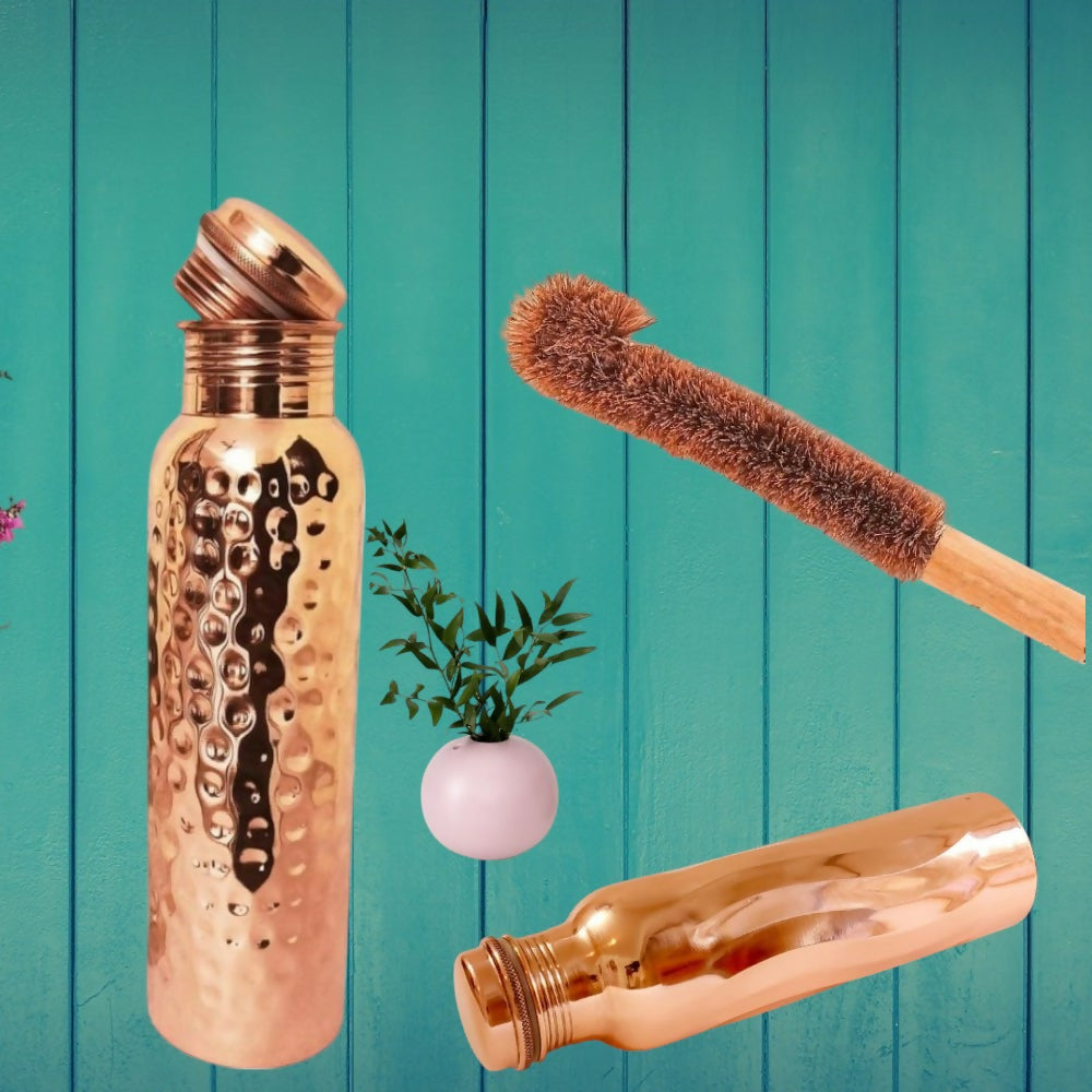 1L Copper Bottle (with Cleaning Brush) by ONEarth - EarthBased
