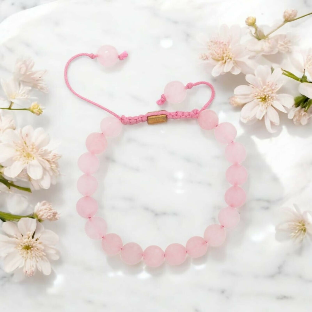 Real Rose Quartz Healing Bracelet For Love, Compassion, Emotions & Relationships - EarthBased