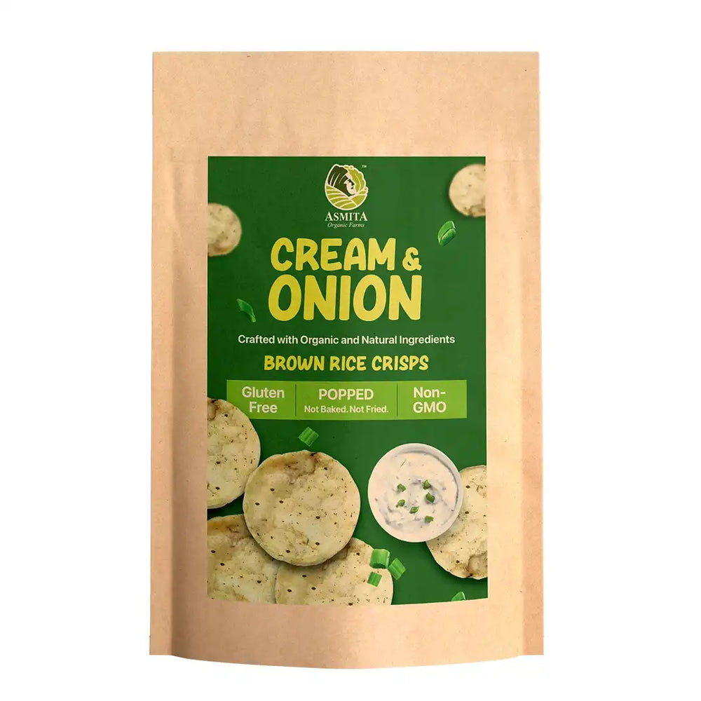 Brown rice Crips, Cream & Onion - 20g | Pack of 5 - EarthBased