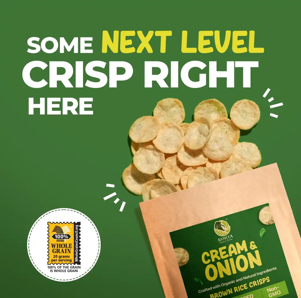 Brown rice Crips, Cream & Onion - 20g | Pack of 5 - EarthBased