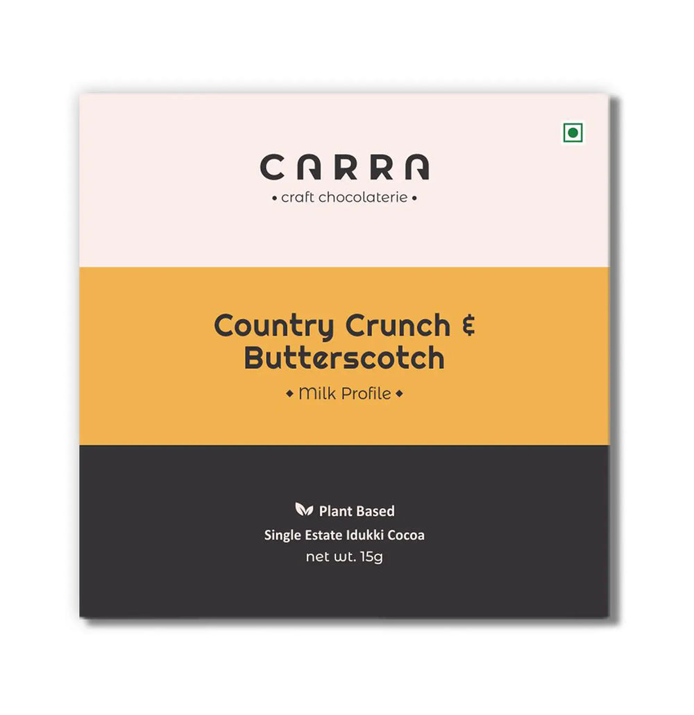 CARRA Country Crunch & Butterscotch in Plant Based Milk Chocolate 15G - EarthBased