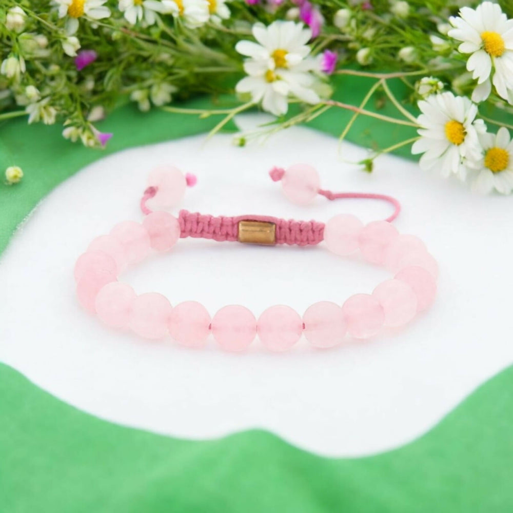Real Rose Quartz Healing Bracelet For Love, Compassion, Emotions & Relationships - EarthBased