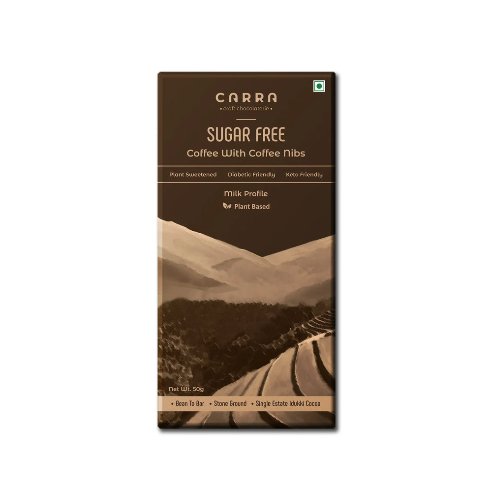 CARRA Coffee with coffee nibs in Plant Based Milk Chocolate 50G - EarthBased