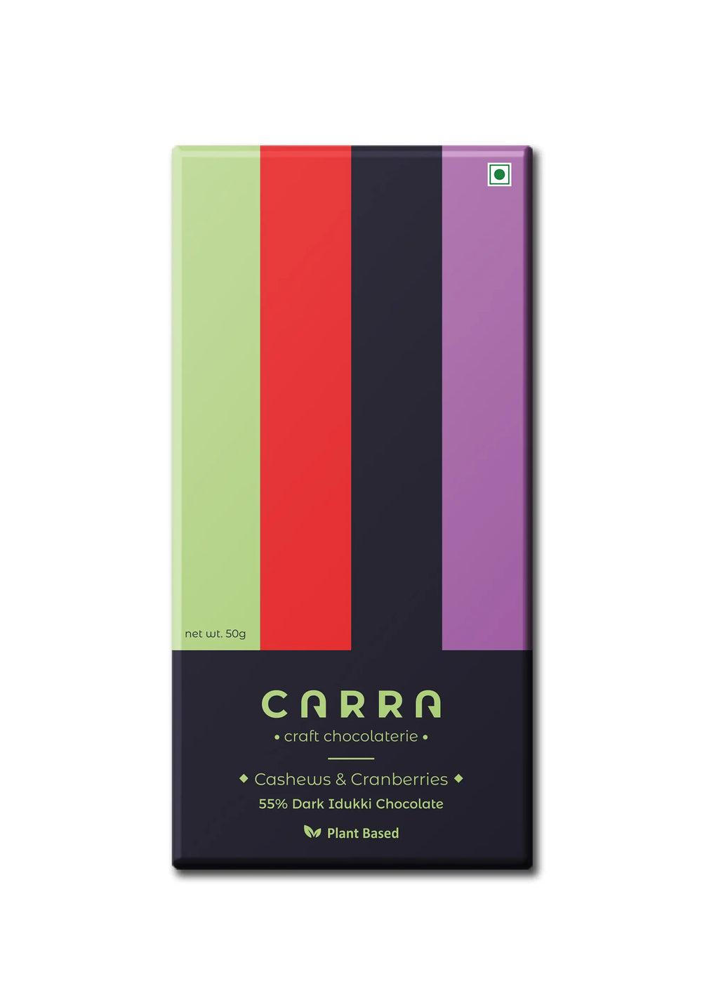 CARRA Cashews & Cranberries in 55% Dark Chocolate 50G - EarthBased