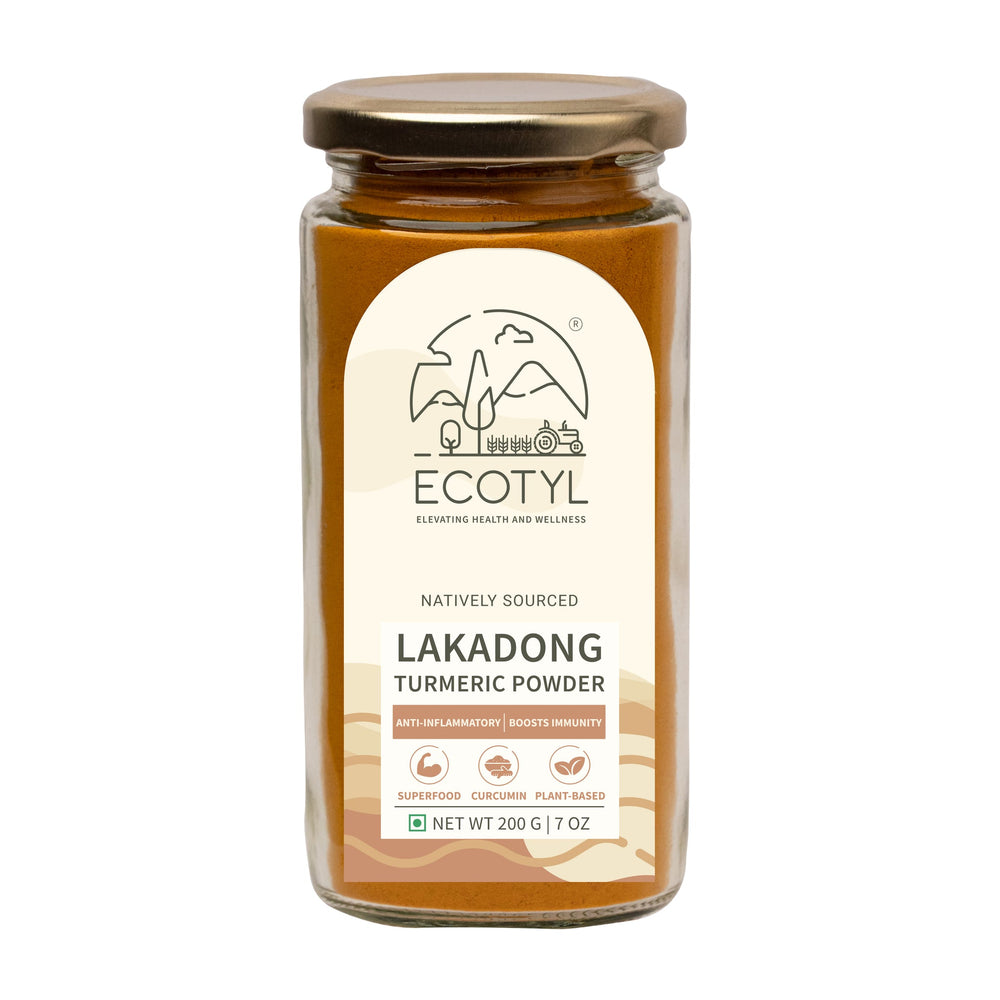 Ecotyl Organic Lakadong Turmeric Powder jar front label