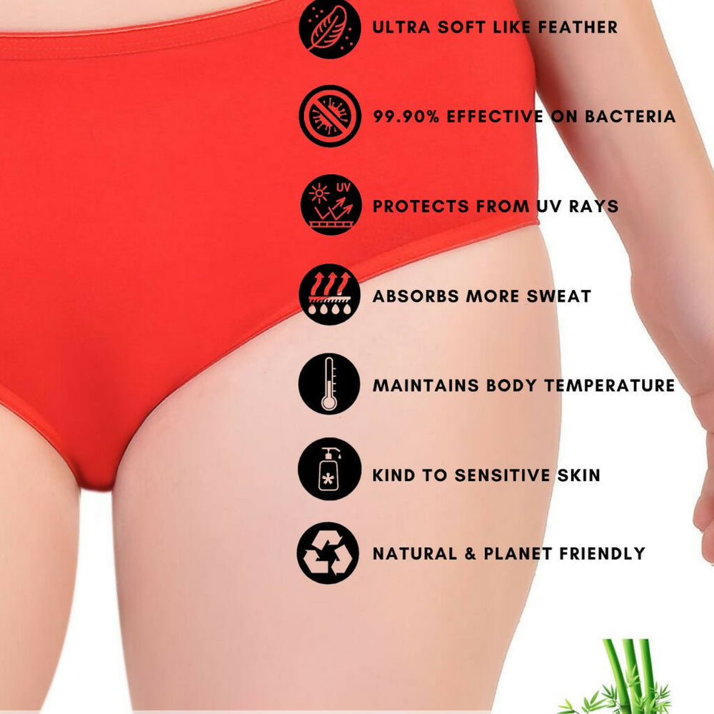 Bamboo Fabric Women's Mid Rise Panty | Red and Black | Pack of 2 - EarthBased