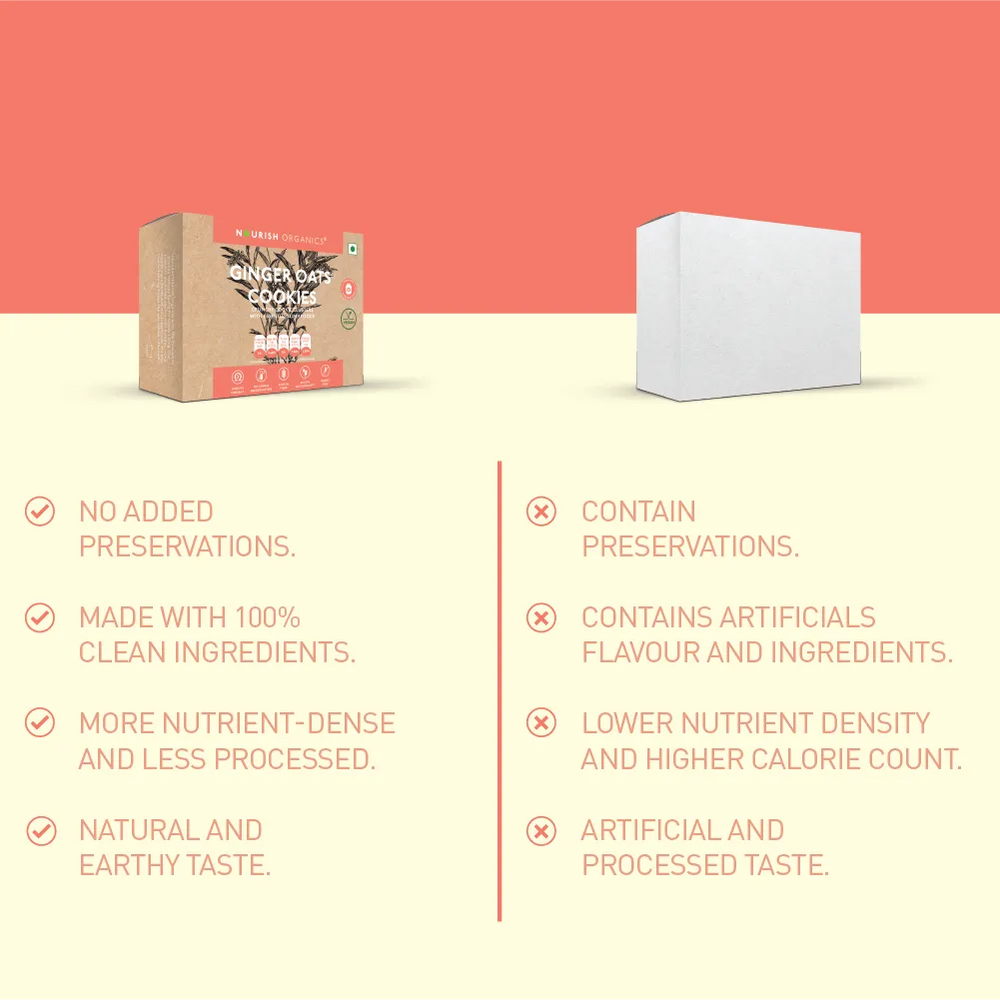 Nourish Organics Ginger Oats Cookies (Pack of 5x2) - Wheat-Free - EarthBased