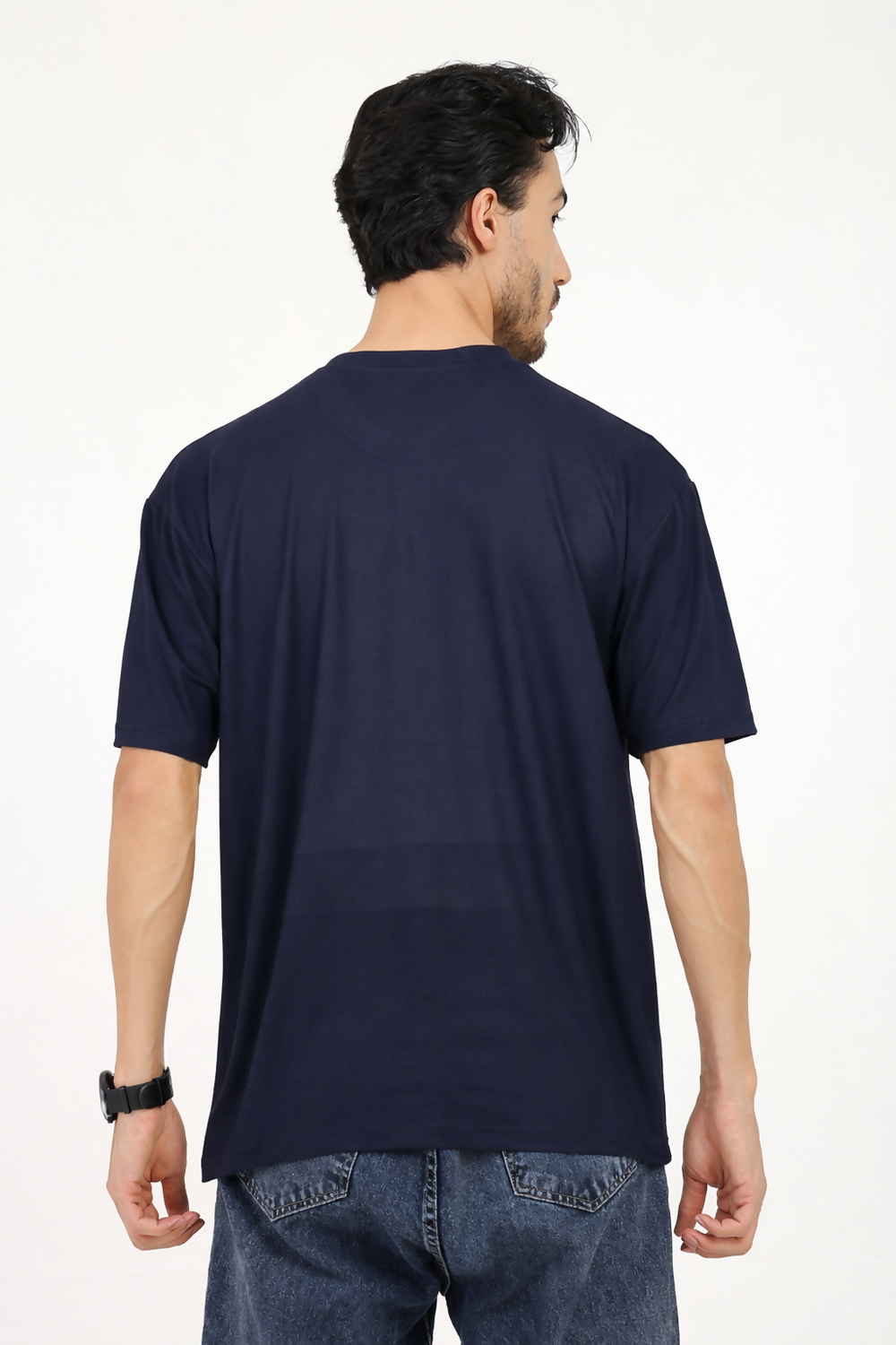 Men Oversized Plain Bamboo T-Shirt – Soft, Breathable & Sustainable | Navy - EarthBased