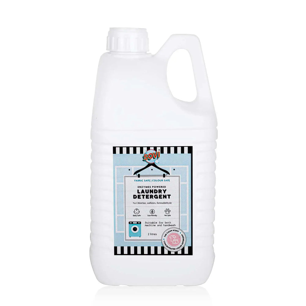 SOVI® ENZYMES POWERED LIQUID LAUNDRY DETERGENT, COLOUR SAFE, FABRIC SAFE, BABY SAFE, PET SAFE, CONVENTRATED LIQUID - EarthBased
