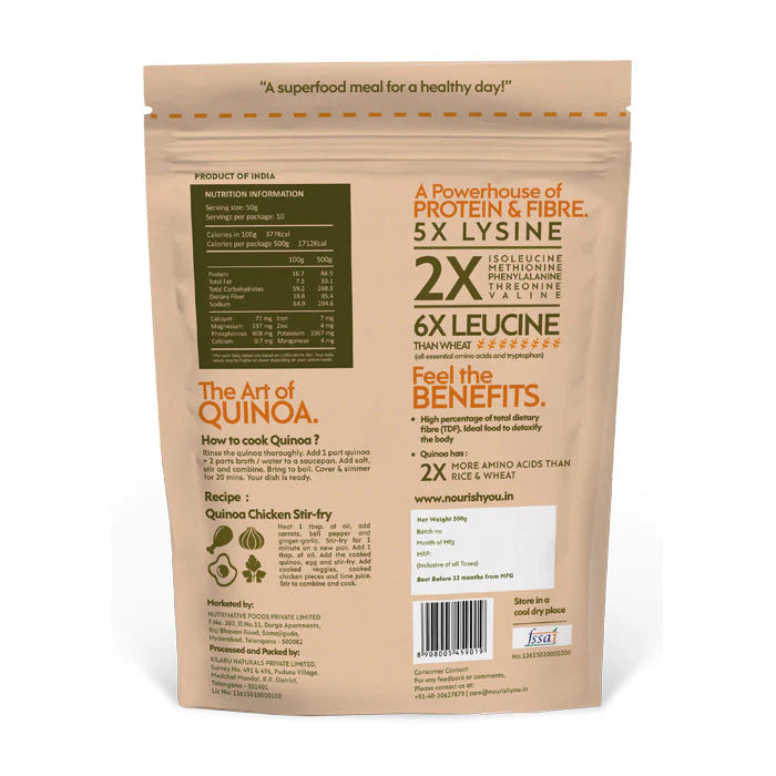 Nourish You ORGANIC PREMIUM WHITE QUINOA 500G - EarthBased