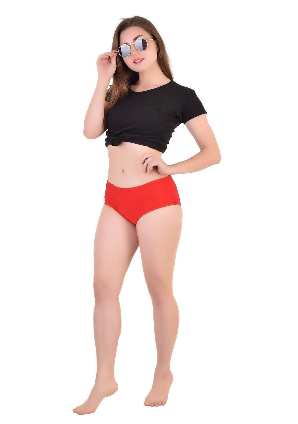 Bamboo Fabric Women's Mid Rise Panty | Red and Black | Pack of 2 - EarthBased