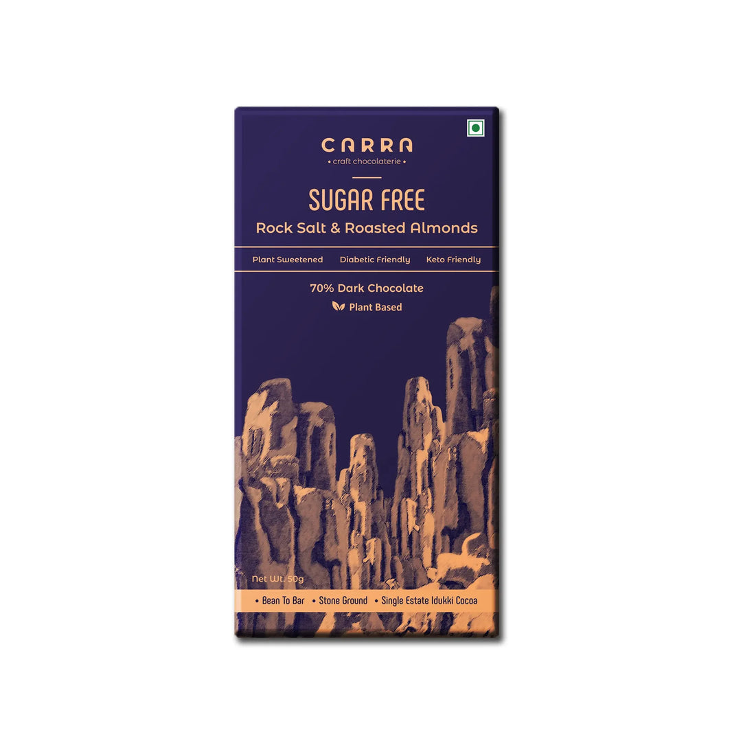 CARRA Rock Salt & Roasted Almonds in 70% Dark Chocolate 50G - EarthBased