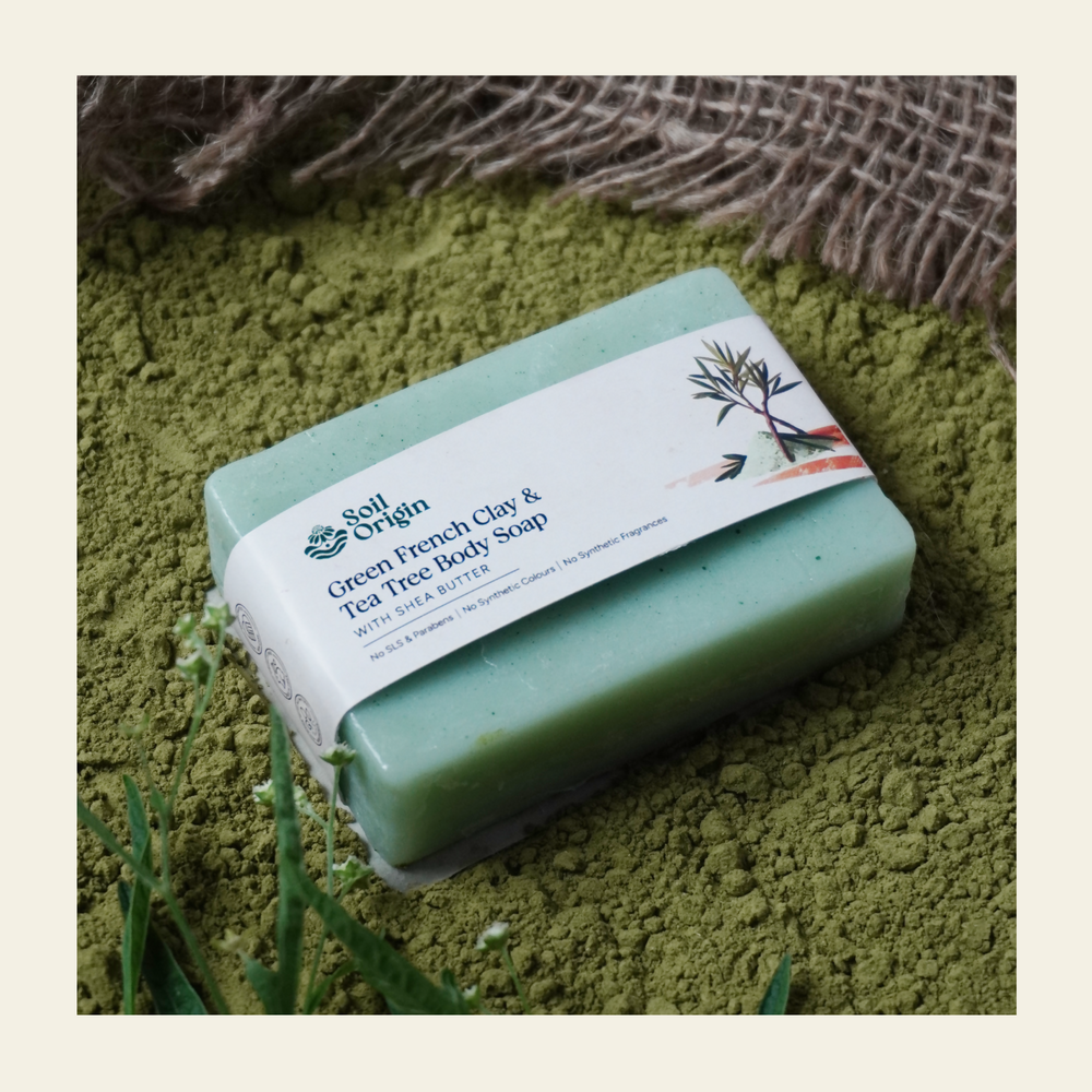 Green French Clay & Tea Tree Body Soap With Shea Butter - 100 Gm | Pack of 2 - EarthBased