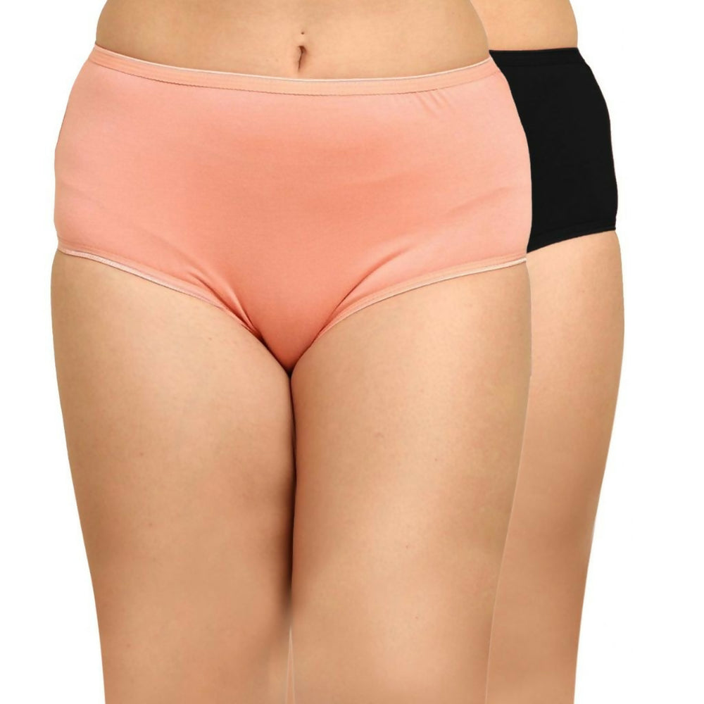 Bamboo Fabric Women's Hipster Panty | Peach and Black | Set of 2 - EarthBased