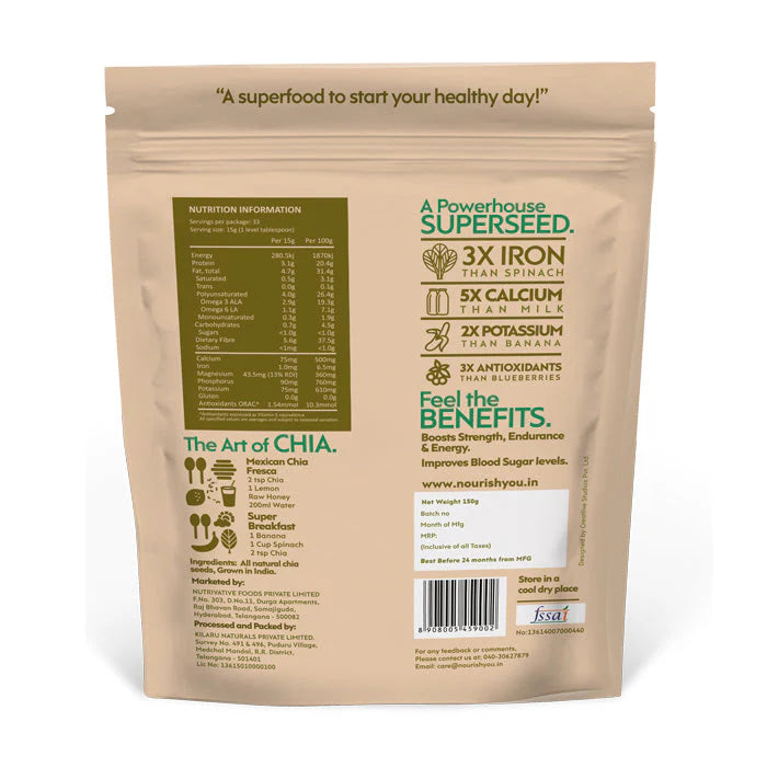 Nourish You Organic Raw White Chia Seeds - EarthBased