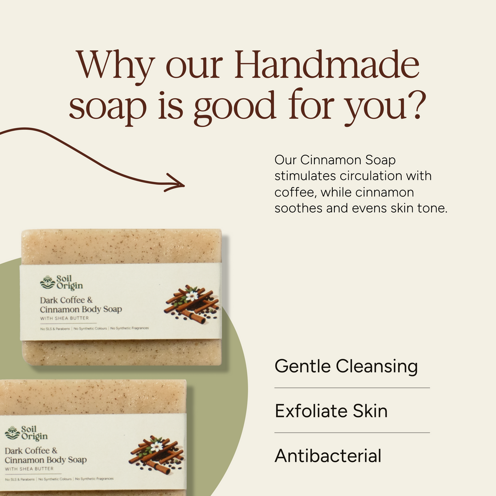 Dark Coffee and Cinnamon Body Soap With Shea Butter - 100 Gm | Pack of 2 - EarthBased