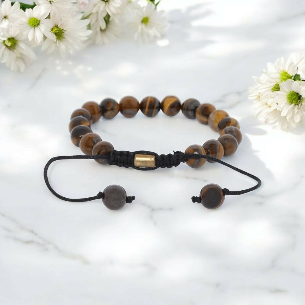 Real Tiger Eye Healing Bracelet For Courage, Creativity & Chakra Healing - EarthBased