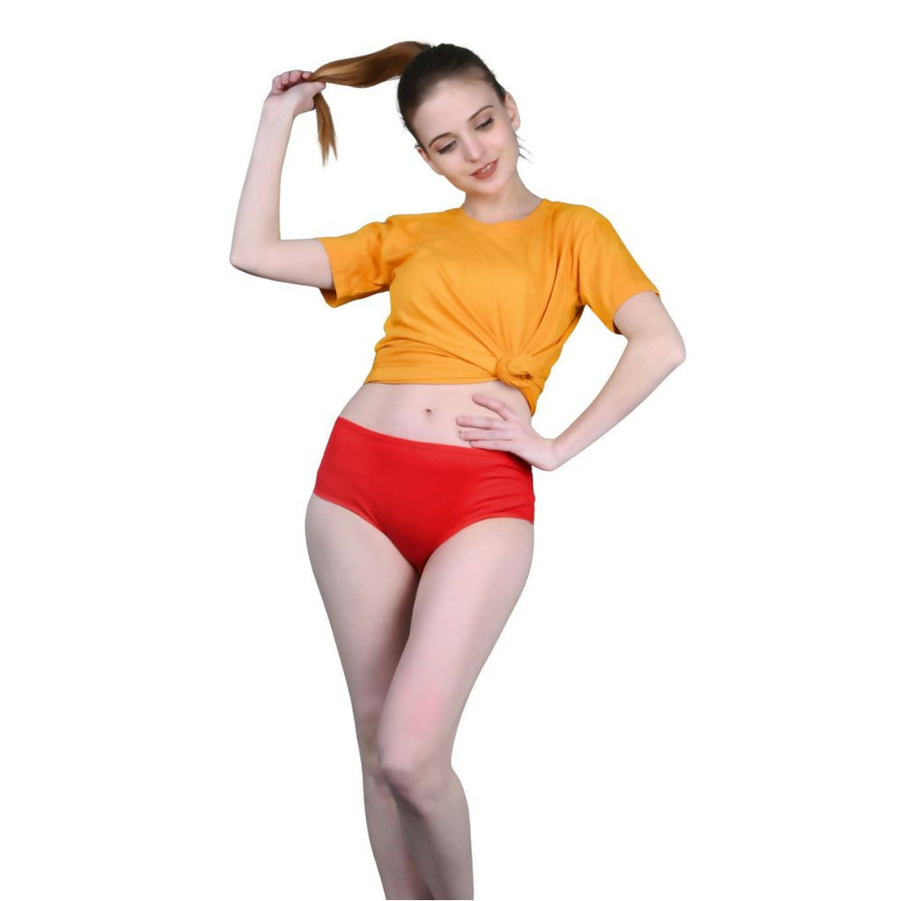 Bamboo Fabric Women's Mid Rise Panty | Red and Black | Pack of 2 - EarthBased