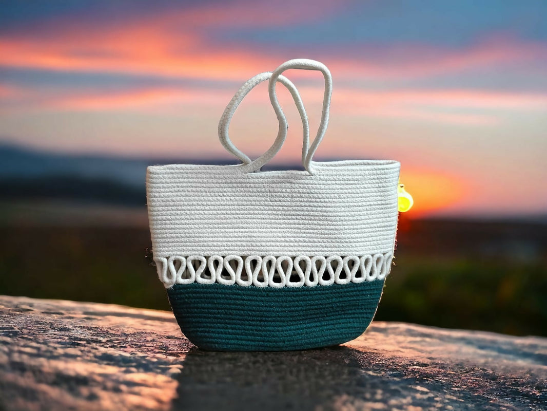 Cream & Brown lines Tote bag - EarthBased