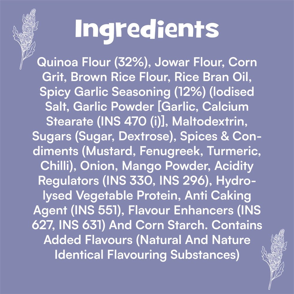 Nourish You Quinoa Puffs, Spicy Garlic flavour 50g - Healthy Baked Snacks. | Pack of 3 - EarthBased 