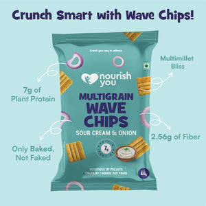Nourish You Multigrain Wave Chips, Sour Cream & Onion 60g | Healthy Baked Snacks-60g - EarthBased 