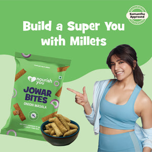 Nourish You Jowar Bites, Onion Masala 60g - Healthy Baked Snacks - Gluten free. | Pack of 3 - EarthBased 