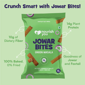 Nourish You Jowar Bites, Onion Masala 60g - Healthy Baked Snacks - Gluten free. | Pack of 3 - EarthBased 