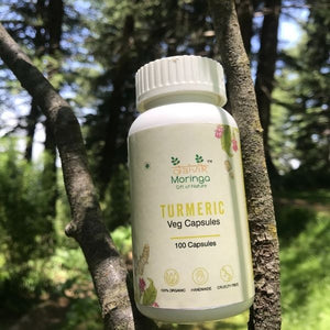 Daivik Moringa Turmeric Veg Capsules | 100% Natural | Immunity Booster, AntiInflammatory, Antioxidant | 100 Caps Each - EarthBased 