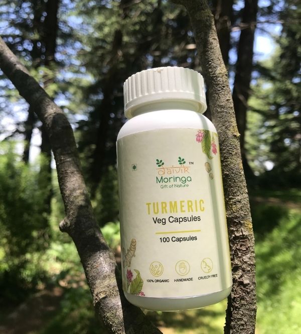 Daivik Moringa Turmeric Veg Capsules | 100% Natural | Immunity Booster, AntiInflammatory, Antioxidant | 100 Caps Each - EarthBased 