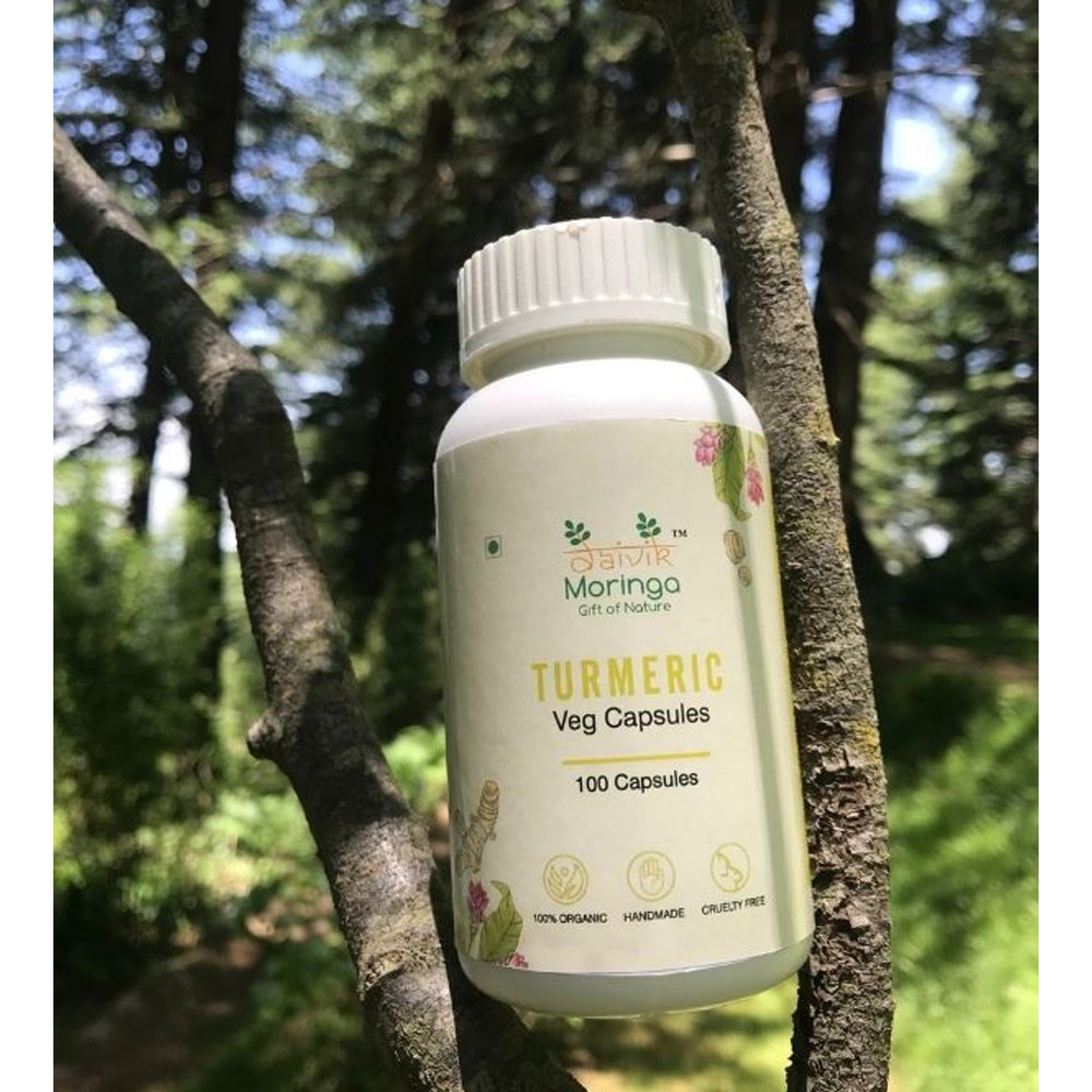 Daivik Moringa Turmeric Veg Capsules | 100% Natural | Immunity Booster, AntiInflammatory, Antioxidant | 100 Caps Each - EarthBased 