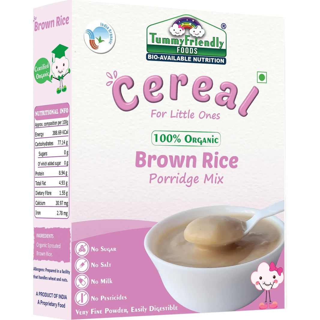 TummyFriendly Foods Certified 100% Organic Sprouted Brown Rice Porridge Mix (2 x 200 g, 6+ Months) - EarthBased 