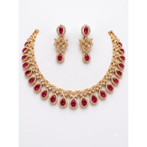 Ruby Teardrop Necklace Set with matching earrings