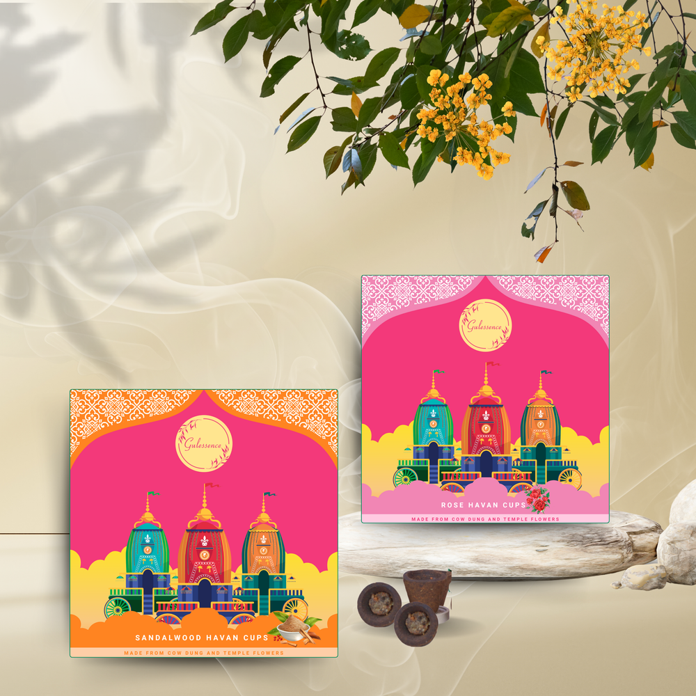 Gulessence Rose ,Sandalwood Havan Cups | Pack of 2 - Gulessence