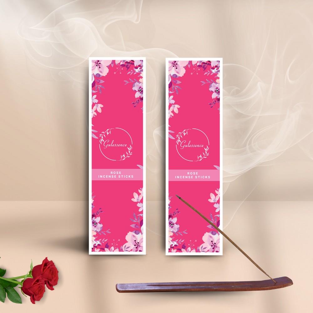 Rose Incense Sticks With Free Incense Holder| Made from Temple Flower | Gulessence - EarthBased 