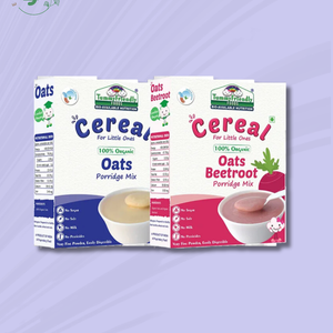 TummyFriendly Foods Certified 100% Organic Oats and Organic Oats, Beetroot Porridge Mixes , Organic Baby Food for 6 Months Old , Rich in Beta-Glucan, Protein & Fibre , 200g Each, 2 Packs Cereal (400 g, Pack of 2) - EarthBased 