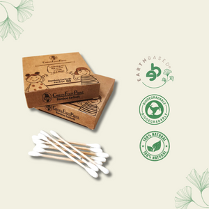 Green Foot Print Bamboo Earbuds/ Ear Swabs - Pack of 80 x 2 - EarthBased 