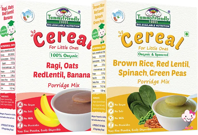 TummyFriendly Foods Certified Stage3 Porridge Mixes | Organic Baby Food for 8 Months Old Baby | Ragi, Brown Rice - 2 Packs, 200g Each (400 g, Pack of 2) - EarthBased 