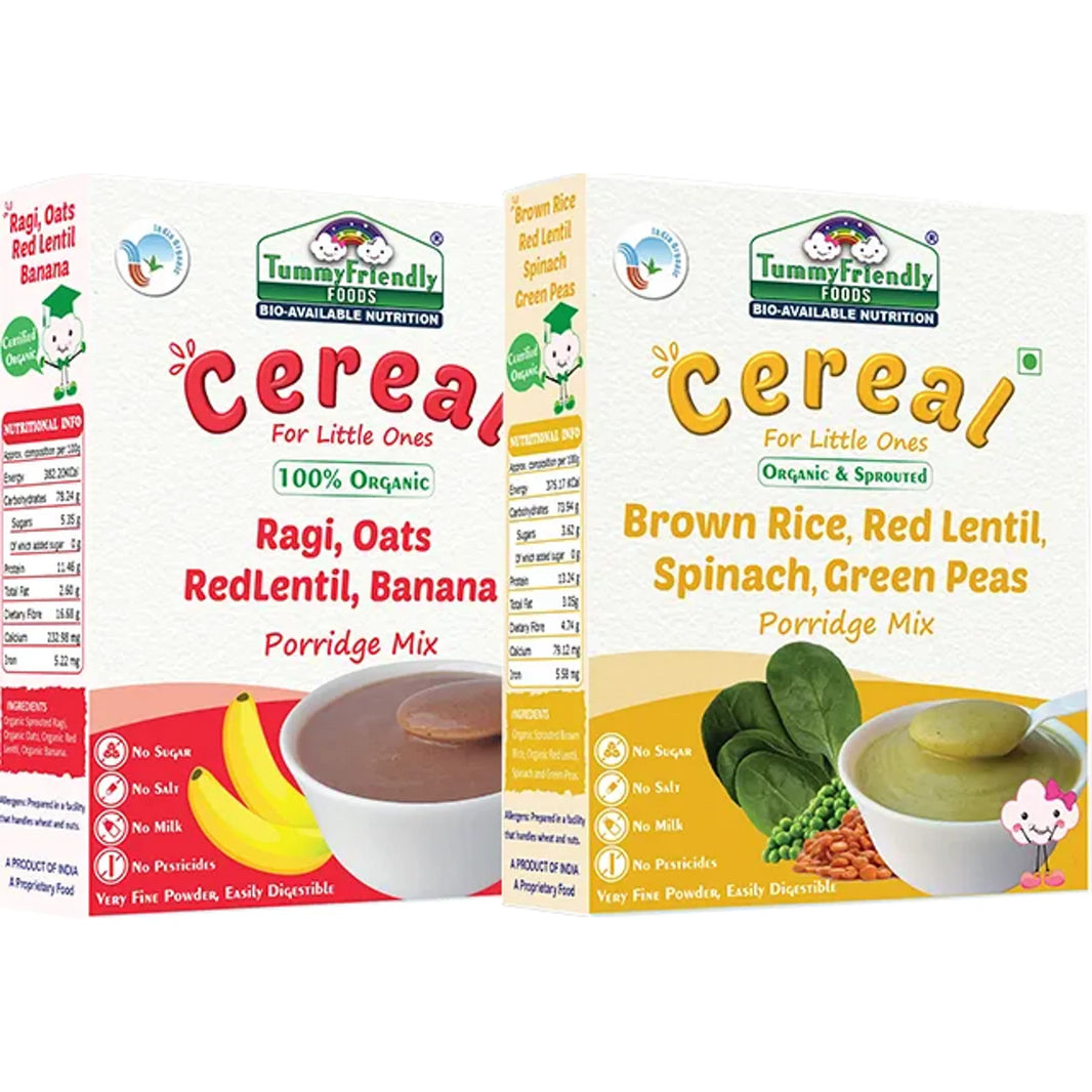 TummyFriendly Foods Certified Stage3 Porridge Mixes | Organic Baby Food for 8 Months Old Baby | Ragi, Brown Rice - 2 Packs, 200g Each (400 g, Pack of 2) - EarthBased 