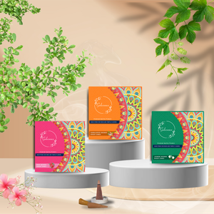 Gulessence Rose,Jasime & Sandalwood Incense Dhoop Cones  - Made from Cowdung & Temple Flowers |  (Pack of 3) - EarthBased 