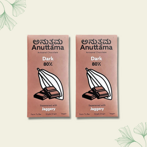 Dark Chocolate Bar | 80% Cocoa | Natural Jaggery Sweetened | Handmade Chocolate | Dark Chocolate Sugar Free | No Artificial Flavours and Colors | Natural Chocolate Bar | by Anuttama - EarthBased 