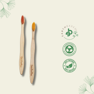 Natural Bamboo Toothbrush - Pack of 2 & Bamboo Earbuds / swabs - Pack of 80 - EarthBased 
