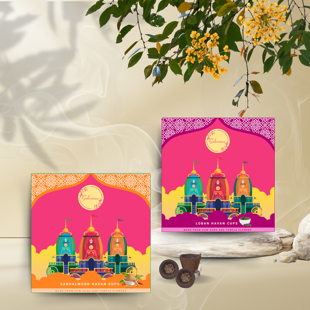 Gulessence Loban ,Sandalwood Havan Cups | Pack of 2 - EarthBased 