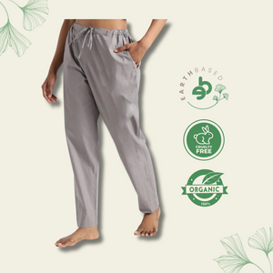 Organic Cotton & Natural Dyed Womens Iron Grey Color Slim Fit Pants by Livbio - EarthBased 
