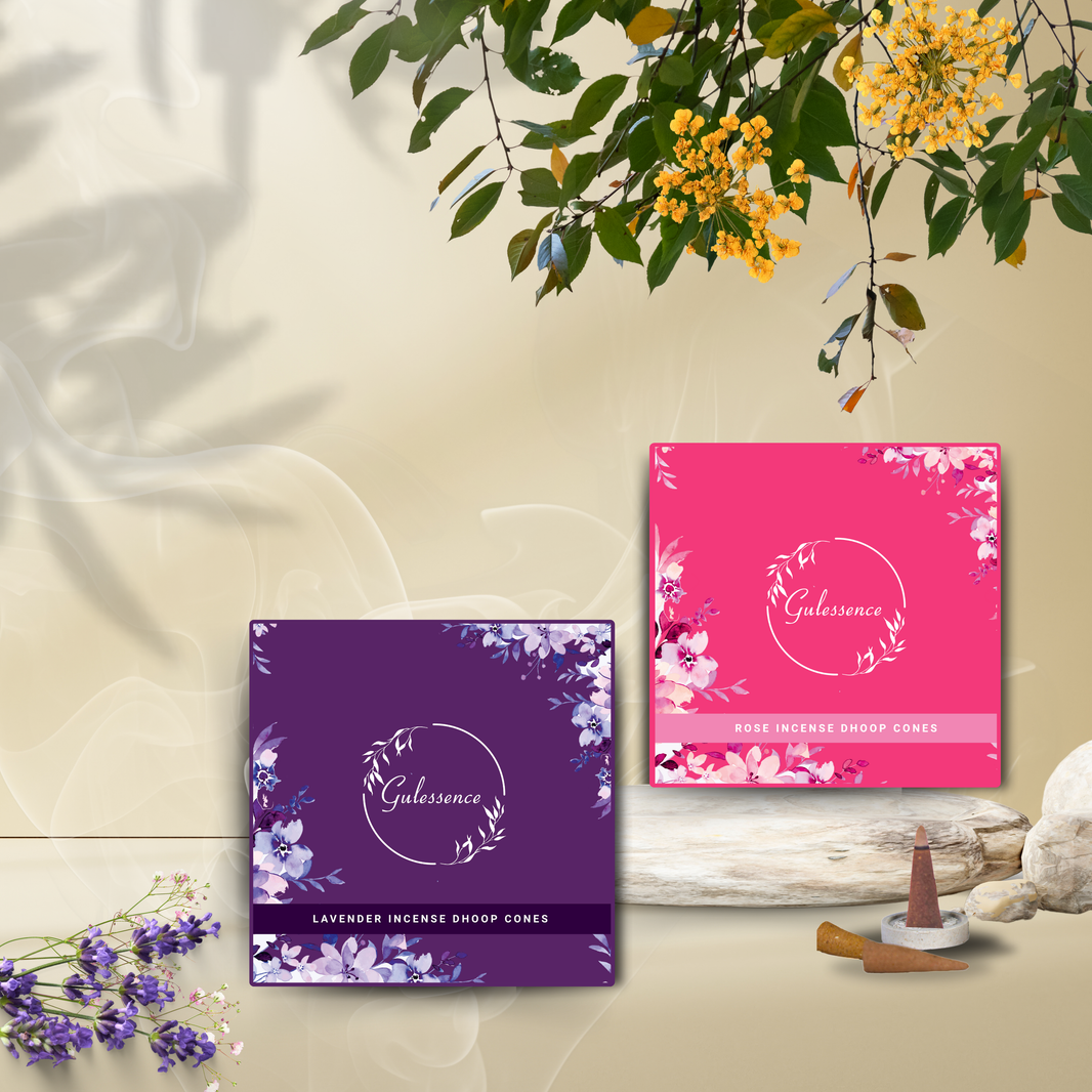 Rose & Lavender Dhoop cones - Made from Temple Flower | Combo Boxes | Gulessence - Gulessence