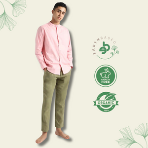 Organic Cotton & Naturally Dyed Mens Round Neck Pink Shirt by Livbio - EarthBased 