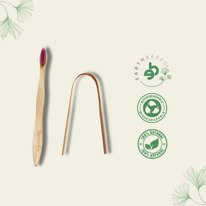Combo-Bamboo Toothbrush & Bamboo Tongue Cleaner - EarthBased 